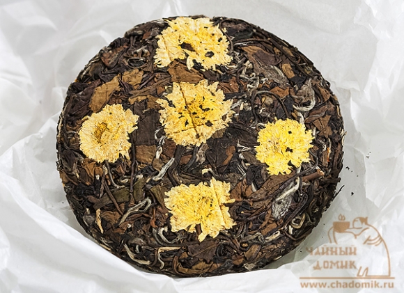 Белый пион лепешка (Мин Чен Бай Му Дань) с цветами хризантемы 100 гр