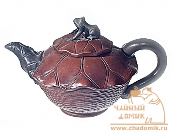 Чайник заварочный, с декором "Лягушка на листе кувшинки"