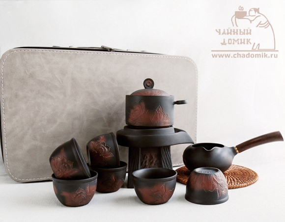 "Императорские пионы" - набор для чайной церемонии из цзяньшуйской глины