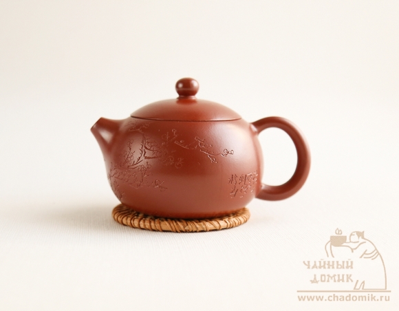 Чайник глиняный, исинский  "Ветка сакуры" 190 мл